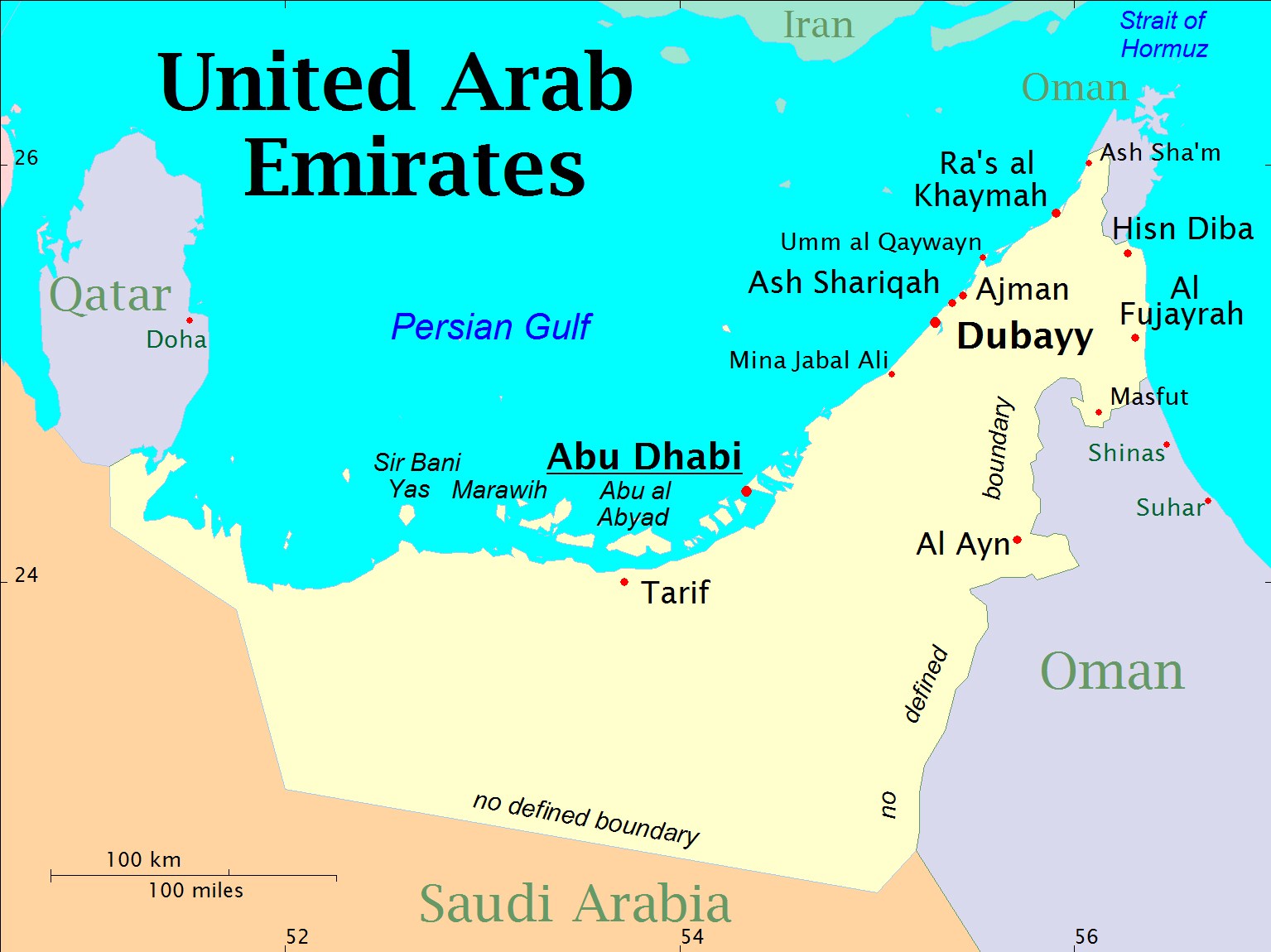 Vereinigte Arabische Emirate Karte Provinzen