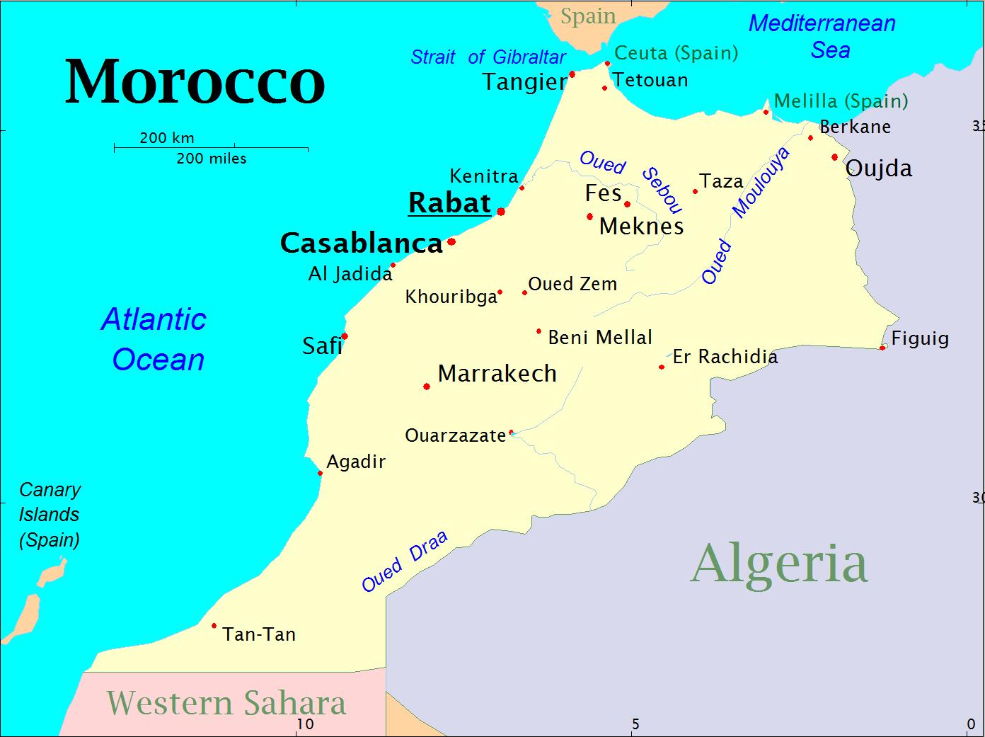 Marokko Karte Städte